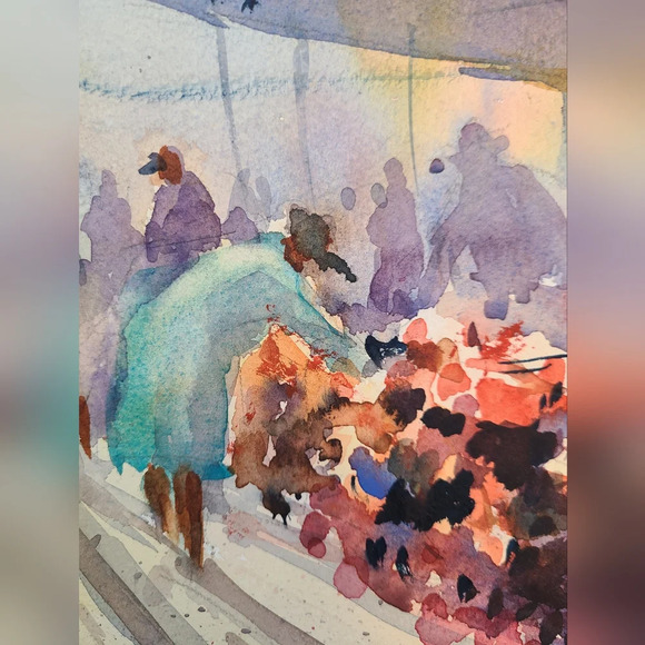 Original Watercolor Painting 'Tuesday Market San Miguel' 2005, Signed - Picture 5 of 6